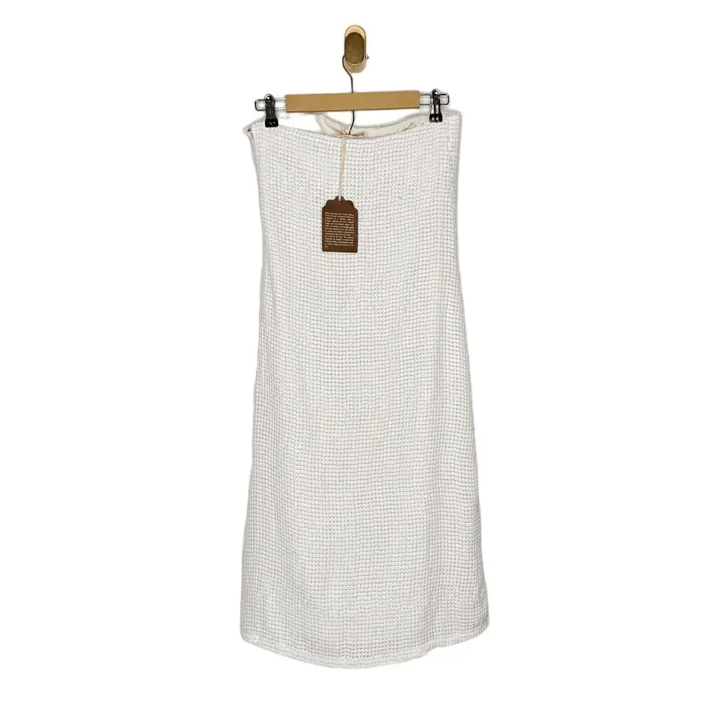 NWT Anthro Forever That Girl Strapless Slim Cream White Midi Dress Sequin Column - Picture 8 of 15